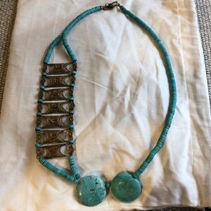 Antique Belt Buckle and Turquoise Necklace
